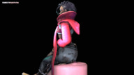 black_hair long_hair butt clothed butt_crush sitting animation shrunken_woman dark_skin smothering looking_away league_of_legends under_butt struggling makeup no_background akali digital_render wiggling smexy-nation sitting_on_tiny senna