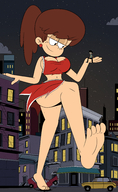 breasts drawing giantess city color clothed handheld barefoot cleavage foot_crush the_loud_house sonson-sensei nickelodeon lynn_loud clyde_mcbride