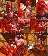 drawing crush panties upskirt comic color green_eyes blood tiny yellow_eyes pink_hair red_hair gore ash cruel messy rachel tinies mud mspaintgts paw_crush milkshake tiny_female muddy