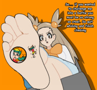 drawing pokemon feet color barefoot climbing brunette domination brown_eyes shrunken foot_worship twintails worship humiliation jasmine climbing_foot cassafemarts