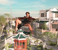 giantess long_hair ponytail sitting outdoors closed_eyes digital_render velocity-vektor