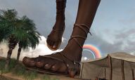 toes sandals walking dark_skin outdoors trees digital_render tent velocity-vektor