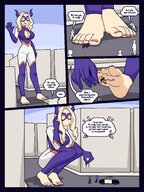 drawing giantess feet horns blonde comic long_hair toes barefoot cleavage soles walking mask panels jj-psychotic my_hero_academia mt._lady