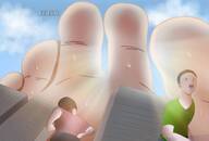 drawing giantess feet city color toes barefoot buildings sweat low_angle clouds outdoors sky sweaty_foot fernando590