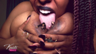 giantess collage licking huge_breasts shrunken_woman shrunken_man dark_skin pinned between_breasts starshot kristi_maxx