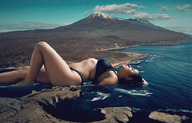 bikini giantess collage ocean wet lying_down mountains outdoors closed_eyes ships