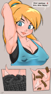drawing chief micro blonde large_breasts sweat smiling ponytail looking_down tinies no_background mole armpits stubble hair_forest nano nikkiscutefeet