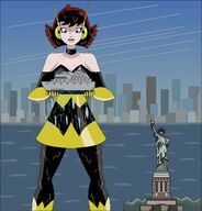 breasts drawing giantess city mega color large_breasts blue_eyes handheld cleavage water ocean buildings wet brunette gloves short_hair boots boats avengers costume ships new_york_city statue_of_liberty janet_van_dyne marvel_comics nightcore100 the_wasp avengers_earths_mightiest_heroes