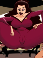 breasts giantess black_hair large_breasts long_hair butt cleavage brown_eyes camel_toe uniform star_trek large_butt deanna_troi star_trek_the_next_generation idooodlestuff