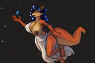 breasts drawing nipples giantess furry earth giga tail anthro space vixen color large_breasts planet blue_hair goddess fox brown_eyes police areola lipstick toe_ring orange_eyes ankle_bracelet commission bracelet t-bone toga cosmic_giantess orange_skin carmelita_fox saatchi sly_cooper_(series) year_of_the_(carmelita)_fox