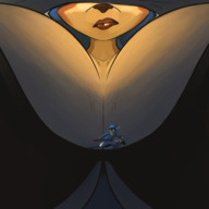 breasts drawing giantess furry tail anthro vixen color large_breasts clothed cleavage bra blue_hair fox low_angle police raccoon unaware shrunken_man commission inside_clothing t-bone thief cane sly_cooper orange_skin carmelita_fox saatchi police_officer sly_cooper_(series) on_bra year_of_the_(carmelita)_fox