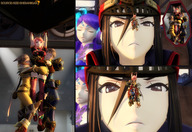 small_man clothed small_woman brunette uniform close_up giantesses dangle cat_girl hat thigh_highs hanging_on panels looking_at_tiny digital_render cutaway pyra morag sourcesizeshenanigans rex nia xenoblade_chronicles brighid on_hat