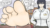 drawing feet comic black_hair color clothed toes barefoot soles domination black_eyes foot_crush worship shrunken_people shrunken_man cruel sakaki imminent_crush yamumil begging_for_mercy begging_for_life