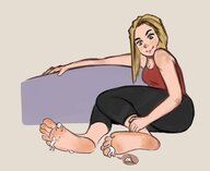 drawing gentle feet blonde color toes multiple tank leggings leaning tinies top between nikkiscutefeet tinyramens