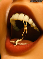giantess vore tongue teeth mouthplay egyptian smiling cute shrunken_woman lipstick imminent_vore ashkiiwolf mouth_close_up samia