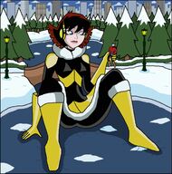 breasts drawing giantess city mega color butt bridge blue_eyes handheld buildings brunette gloves short_hair boots sitting skyscraper lake snow avengers costume winter ant-man lamppost looking_at_tiny winter_clothes janet_van_dyne marvel_comics nightcore100 the_wasp avengers_earths_mightiest_heroes hank_pym