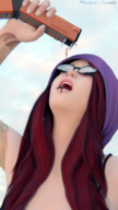vore long_hair glasses red_hair bus open_mouth no_background digital_render thomas-crumb