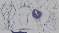 drawing feet furry anthro monochrome long_hair giant male penis toes barefoot soles sequence mouse smiling paws kneeling foot_crush bulge walking unaware squirrel pinned under_foot testicles semi_nude looking_away stuck_to_foot thick_thighs femboy kononiko yucca
