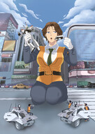 drawing giantess small_man city color large_breasts mecha clothed small_woman small_men handheld buildings anime brunette gloves police ponytail kneeling uniform vehicles outdoors tinies crowds mech police_officer patlabor shinobu_nagumo noa_izumi asuma_shinohara kiichi_gotoh isao_ota
