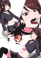 drawing feet vore blonde color long_hair tongue male clothed small_woman toes barefoot cleavage soles glasses anime brunette sequence smiling ponytail short_hair sitting open_mouth inside_mouth between_toes willing inside_stomach choker bow crossdressing hair_bow thigh_highs imminent_vore internal_view no_background looking_at_tiny femboy stirrups willing_vore cutaway bare_midriff azurii patrycja