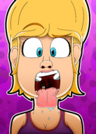 drawing vore blonde tongue ants saliva short_hair open_mouth ant tiffany breath no_background ant_bully tiffany_nickle