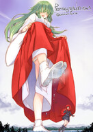 drawing giantess feet blushing upskirt color long_hair clothed small_woman toes soles anime scared socks green_hair foot_crush looking_down snow outdoors raised_foot running_away bangs kneesocks imminent_crush shrine_maiden tabi_socks looking_at_tiny bare_legs lifting_dress covered_eyes vice_director shrink_high arukarifurin apprentice_miko