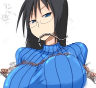 drawing giantess mega black_hair color destruction blue_eyes ochiko_terada glasses anime huge_breasts breast_crush train junko vehicle_vore