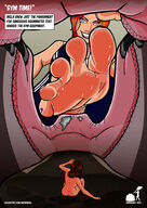 drawing feet color blue_eyes clothed toes barefoot sweat domination in_shoe foot_crush shrunken_woman humiliation entrapment cruel nail_polish point_of_view looking_at_viewer orange_hair sweaty_feet imminent_crush looking_at_tiny shoe_entrapment shrinkwell bella
