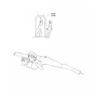 drawing nude monochrome large_breasts lying_down short_hair legs_spread no_background flushed