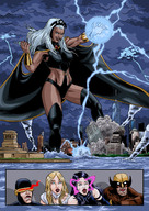 breasts drawing giantess white_hair city mega blonde black_hair color large_breasts long_hair destruction blue_eyes handheld rampage ocean buildings goddess boots foot_crush storm cruel mask dark_skin smoke costume cape new_york_city statue_of_liberty giantessfan lightning bracelet tiara x-men wolverine emma_frost psylocke cyclops tornado marvel_comics cutaway bare_midriff empress