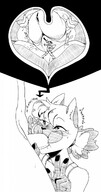 drawing furry blushing anthro monochrome tongue cum clothed teeth glasses smiling uvula short_hair moaning mawshot blowjob unaware shrunken_man inside_mouth commission on_tongue internal_view peace_sign cutaway trancehawk i.t._kitsune penny_(ethan64) emmacat64