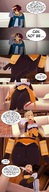 crush blonde long_hair butt butt_crush ponytail sitting unaware shrunken_man indoors dialogue darkness digital_render konosuba koikatsu kazuma