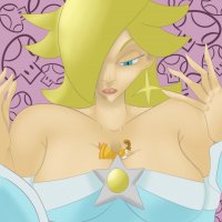 blonde large_breasts long_hair brunette shrunken_woman looking_down earrings princess_daisy princess_rosalina between_breasts