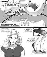 drawing crush comic monochrome toes in_shoe gore foot_crush tinies dialogue hannunaki nikkiscutefeet