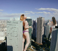 bikini giantess collage city long_hair buildings brunette giantesses outdoors kyoujingirls