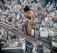 giantess collage city mega looking_down outdoors hair_bun kyoujingirls