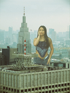 giantess collage city black_hair long_hair buildings outdoors kyoujingirls