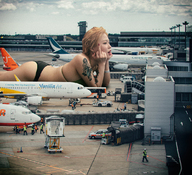 bikini giantess collage lying_down airplane looking_up airport tattoo kyoujingirls