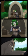 blonde fantasy playful elf green_hair between_legs shrunken_woman looking_down falling forest looking_up point_of_view green_skin pointed_ears viruslex hapal33 carriage sudden_shrinking kaia valvyre fun