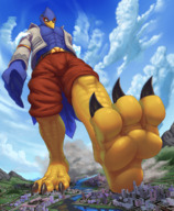 drawing furry city mega destruction giant male foot_crush falco_lombardi star_fox blockman3