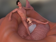 micro nude cum male penis sitting blowjob shrunken_man on_penis digital_render