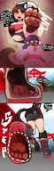 drawing tail comic black_hair color male blood tiny paws gore ash rose unaware entrapment mud heterochromia mspaintgts paw_crush femboy tiny_female muddy