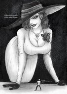 drawing small_man large_breasts vampire resident_evil milf re8 alcina_dimitrescu
