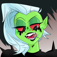 drawing giantess white_hair giga alien color tongue destruction planet teeth red_eyes biting looking_down open_mouth cruel lollipop freckles disney imminent_crush no_background green_skin sound_effects pointed_ears lord_dominator wander_over_yonder looking_at_tinies slugmanoctavio3 black_lipstick