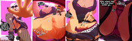 drawing white_hair pussy panties upskirt comic color skirt playful purple_eyes low_angle elf short_hair hand fishnets teasing entrapment cruel dangle sneakers point_of_view smothering dialogue striped_panties panty_entrapment handled no_background mspaintgts white_eyes pointed_ears mel clothing_entrapment heavy_eyeshadow