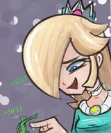 drawing blonde long_hair cum smiling crown looking_down laughing no_background princess_rosalina