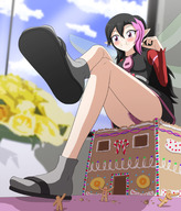 giantess panties upskirt destruction sitting sandals highlights thedaibijin gingerbread_house gingerbread_man fairy_girl