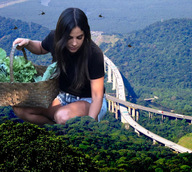 giantess collage mega black_hair color long_hair clothed helicopter shorts looking_down highway forest outdoors basket road trees brazil são_paulo bare_legs zebos2003 bare_thighs carina pereira trans-amazonian_highway