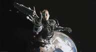 earth blonde space color planet high_angle looking_up aerial_view halo digital_render