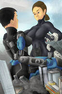 drawing city color destruction buildings couple unknown_artist clouds outdoors sky halo source_needed female_and_male